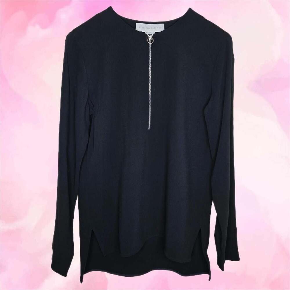 Stella McCartney Black Ring-Zip Front Long Sleeve Top